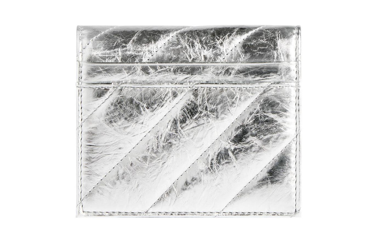 (WMNS) Balenciaga Crush Flap Coin And Card Holder Metallized Quilted 'Silver' 766461210IW8110
