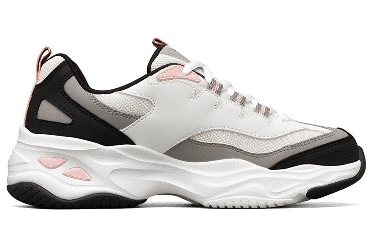 (WMNS) Skechers D'Lites Low-Dad Shoes White/Black/Pink 149492-WBPK
