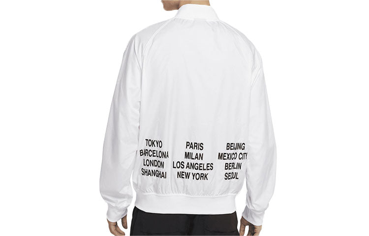 Nike Alphabet Logo Printing Woven Casual Jacket White DA0648-100