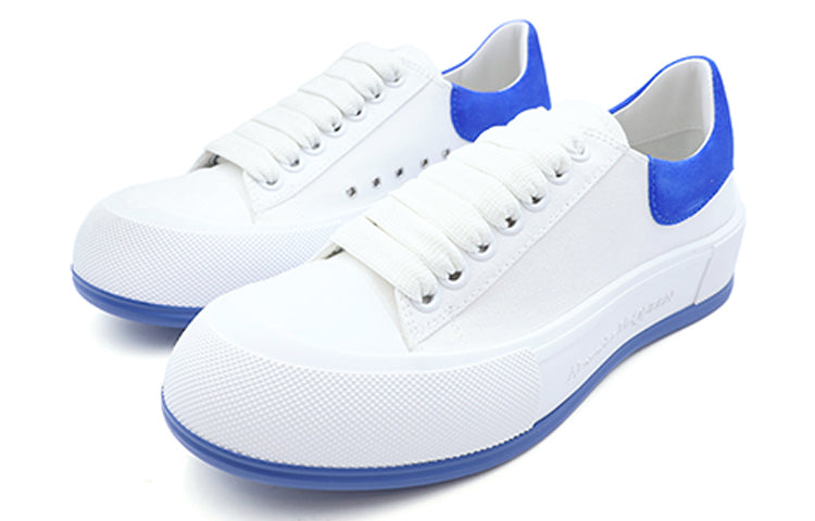 Alexander McQueen Deck Skate Plimsoll Lace Up 'White Blue Suede' 654594W4MV79255