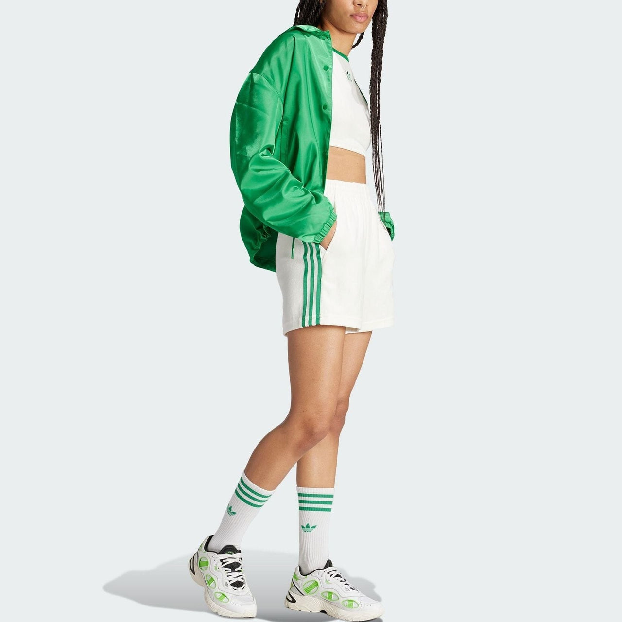 (WMNS) adidas Originals Cropped Tank Top Asia Sizing 'White Green' JH0622
