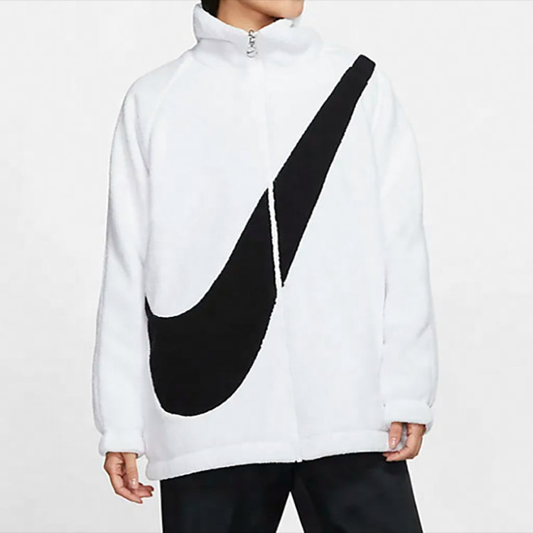 (WMNS) Nike Big Swoosh Fleece Jacket 'White Black' CZ4064-100
