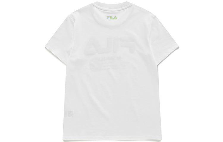 FILA FUSION Large Logo Printing Sports Knit Short Sleeve White T11W131109A-WT