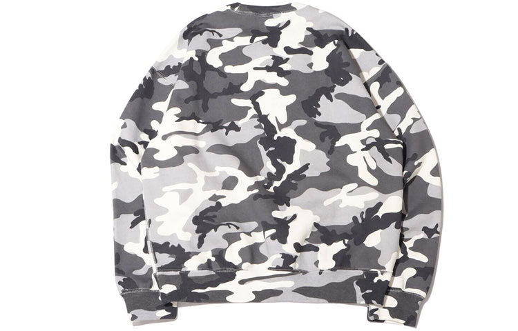 Men's Nike Solo Swoosh Camouflage Fleece Round Neck Pullover Gray DN1256-133