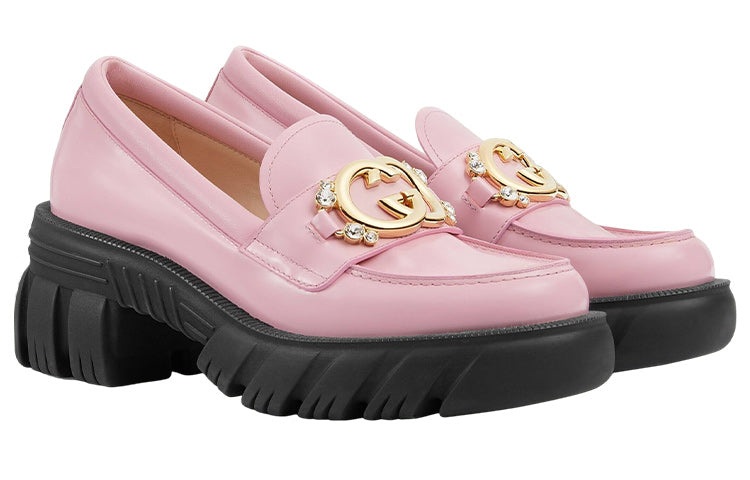 (WMNS) Gucci Romance Interlocking G Leather Loafers 'Pink' 700271-DKSD0-5823