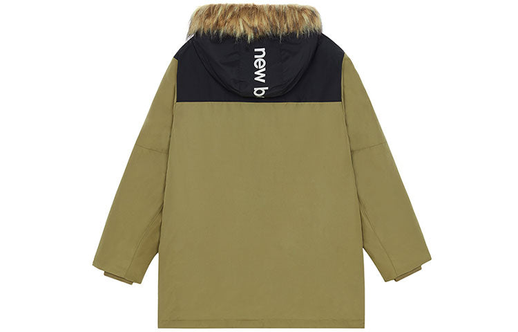 New Balance Warm Hooded Down Jacket Asia Sizing 'Olive Green Black' AMJ13329-OV