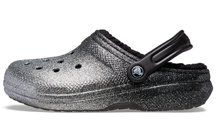 Crocs Classic Glitter Lined Clogs 'Black Silver' 205842-067
