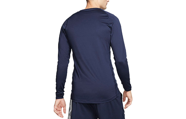 Nike Pro Casual Sports Training Long Sleeves Tight Gym Clothes Navy Blue BV5589-452