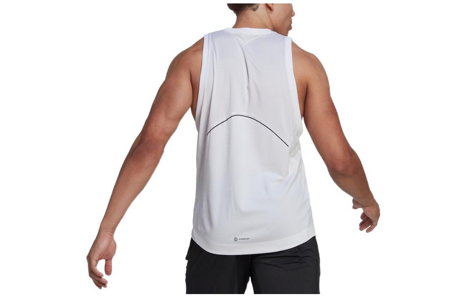 Men's adidas Solid Color Logo Casual Sports Hygroscopic Gym Sports White Vest HP1755