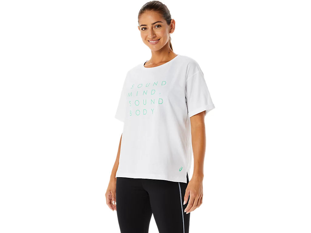 (WMNS) ASICS Training Core Relaxed Graphic T-Shirt 'White' 2032C717-100