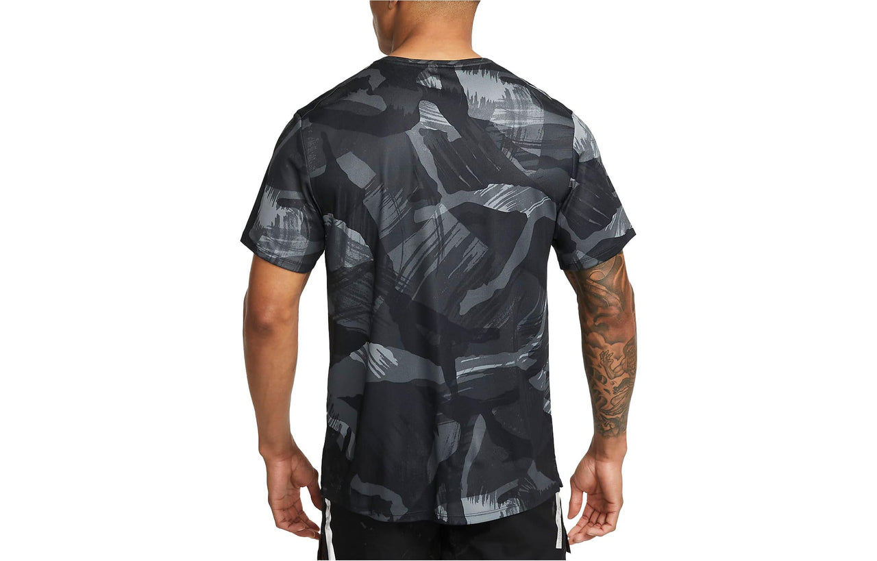 Nike Dri-Fit Miler Camouflage Running T-Shirt 'Black Grey' FD4053-010