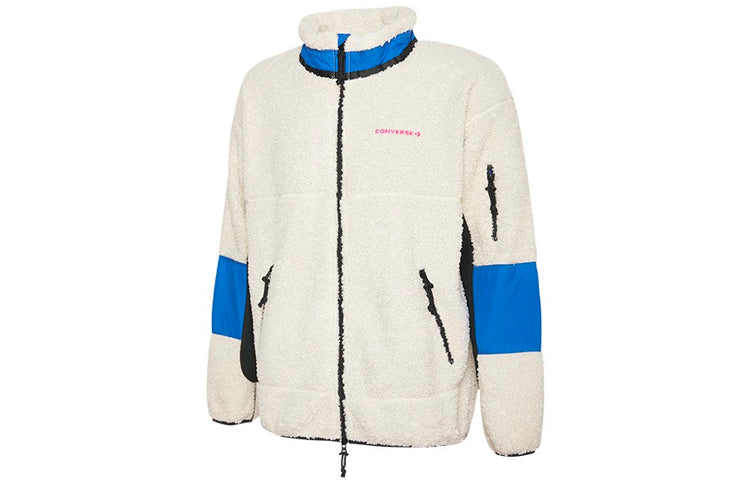 Converse Sherpa Jacket Polar Fleece Stay Warm Colorblock Casual Stand Collar 10018039-101