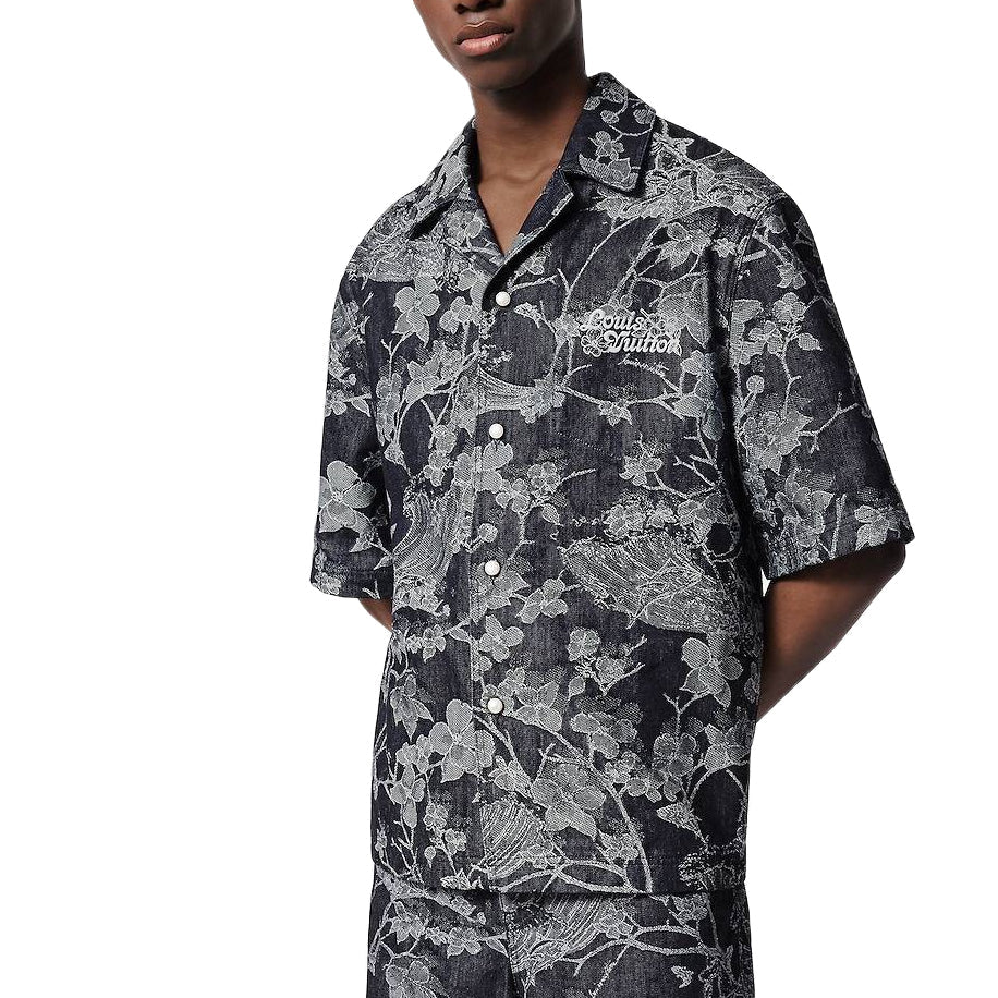 LOUIS VUITTON Short Sleeve Denim Shirt 'Dark Blue' 1AFQZB