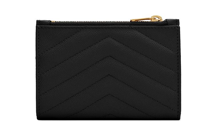SAINT LAURENT Monogram Cow Leather Wallet Women's Black