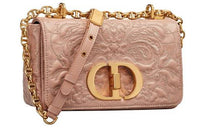 DIOR Caro Sheepskin Handbag Shoulder Bag Crossbody Bag Small Size Women's Pink