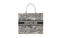 DIOR BookTote Canvas Tote Bag Shopping Bag Shoulder Bag Handbag Large Size Women's Milk White/Black