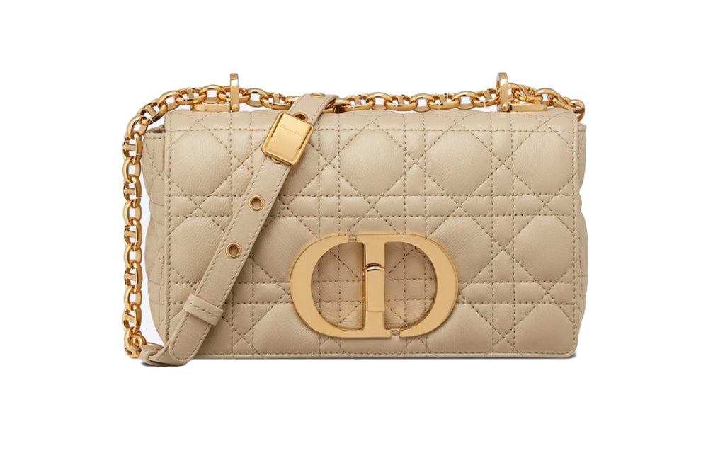 DIOR Caro Soft Cow Leather Portable Crossbody Bag Shoulder Bag Women's Beige
