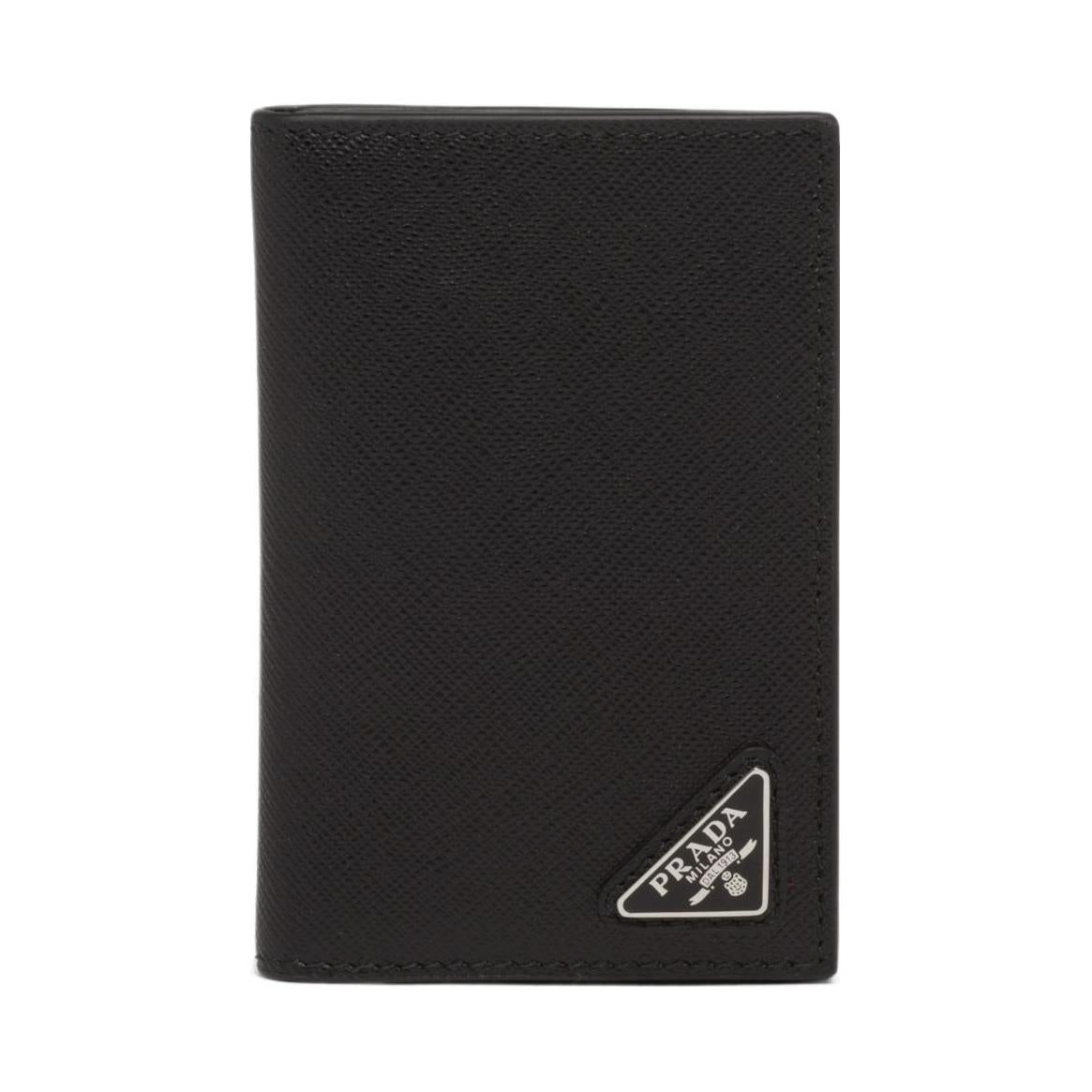 PRADA Calfskin Card Clip Card Holder Men's Black