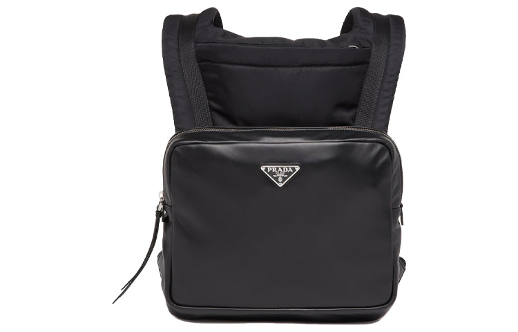 PRADA Leather With Nylon Backpack Men's Black