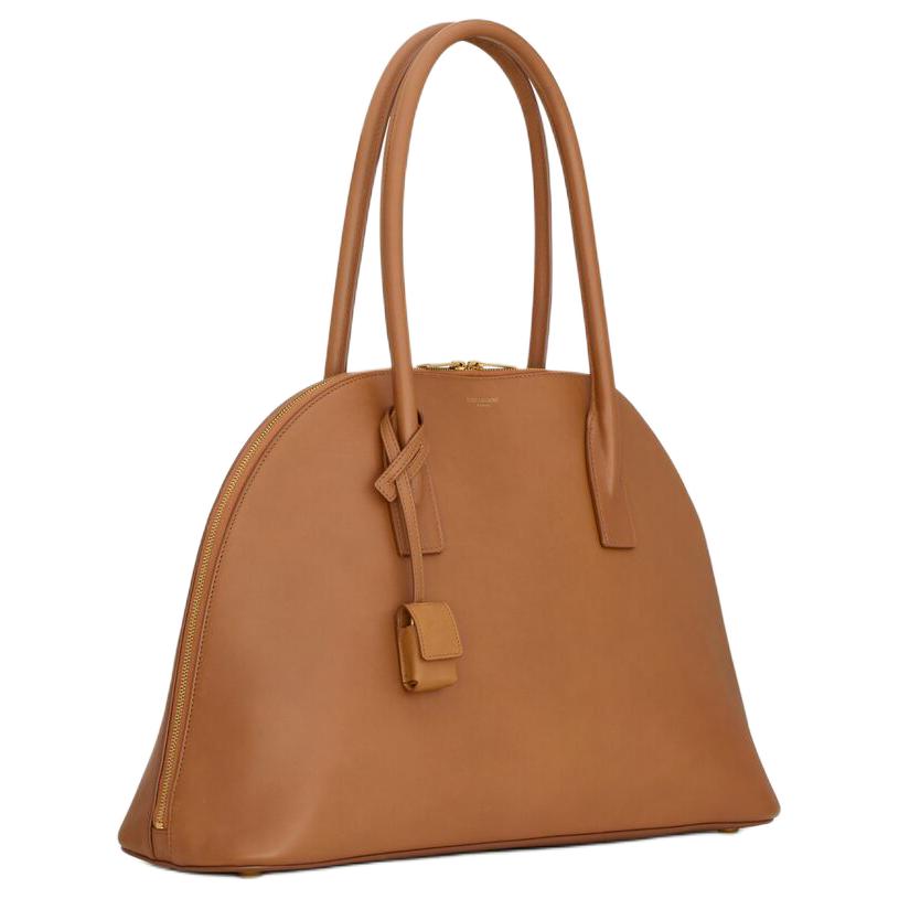 SAINT LAURENT Grained Calfskin Bowling Bag Shoulder Bag Handbag Women's Brown
