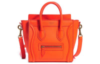 CELINE Luggage Cow Leather Handbags Shoulder Bag Crossbody Bag Regular Women's Orange Red