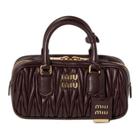 MIU MIU Arcadie Series Leather Shoulder Bag, Crossbody Bag, Handbag Trumpets Women's Dark Brown