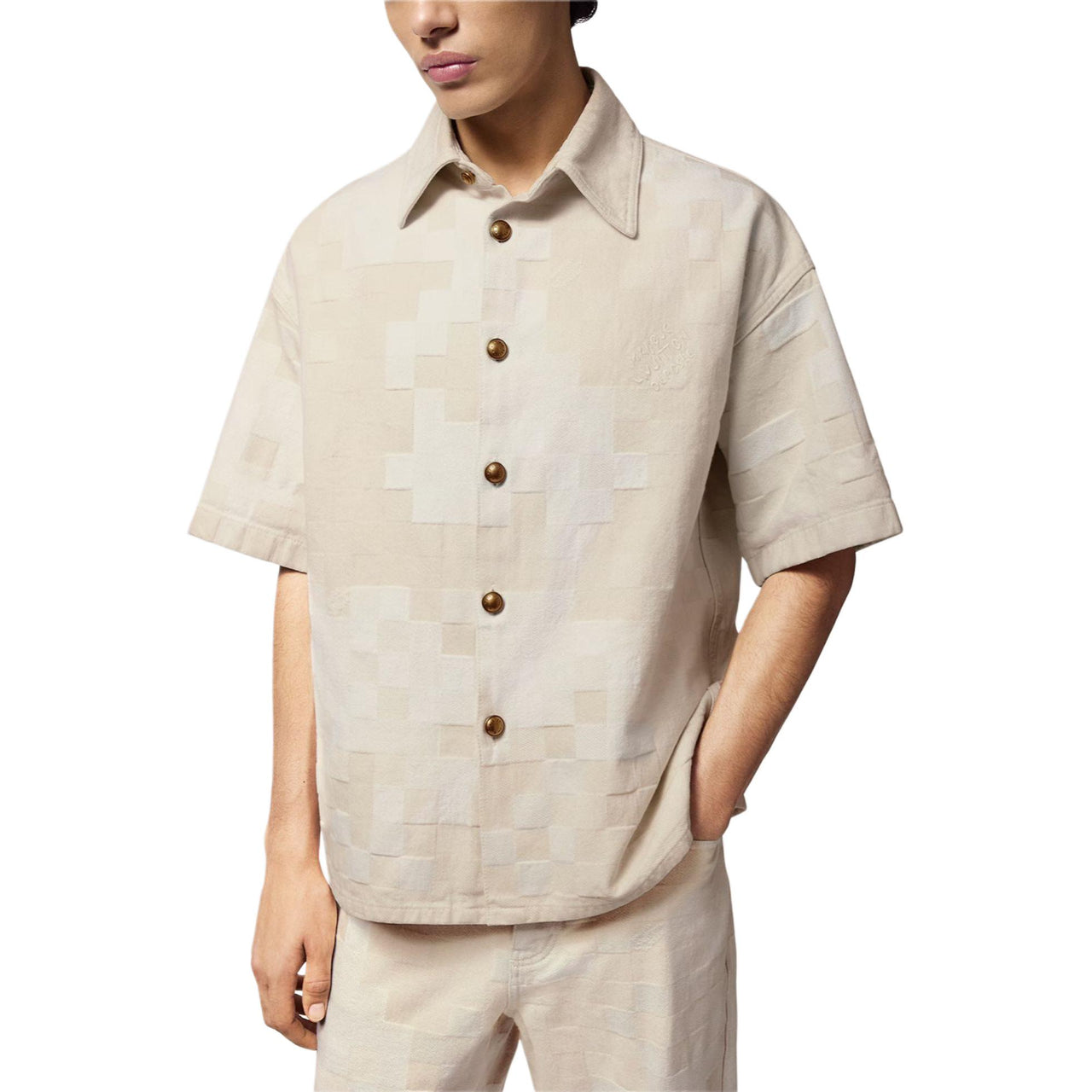 LOUIS VUITTON Damier Short-Sleeved Denim Shirt