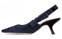 DIOR J'Adior Slingback Pump Irregular Heel High Heels Women's Navy Blue