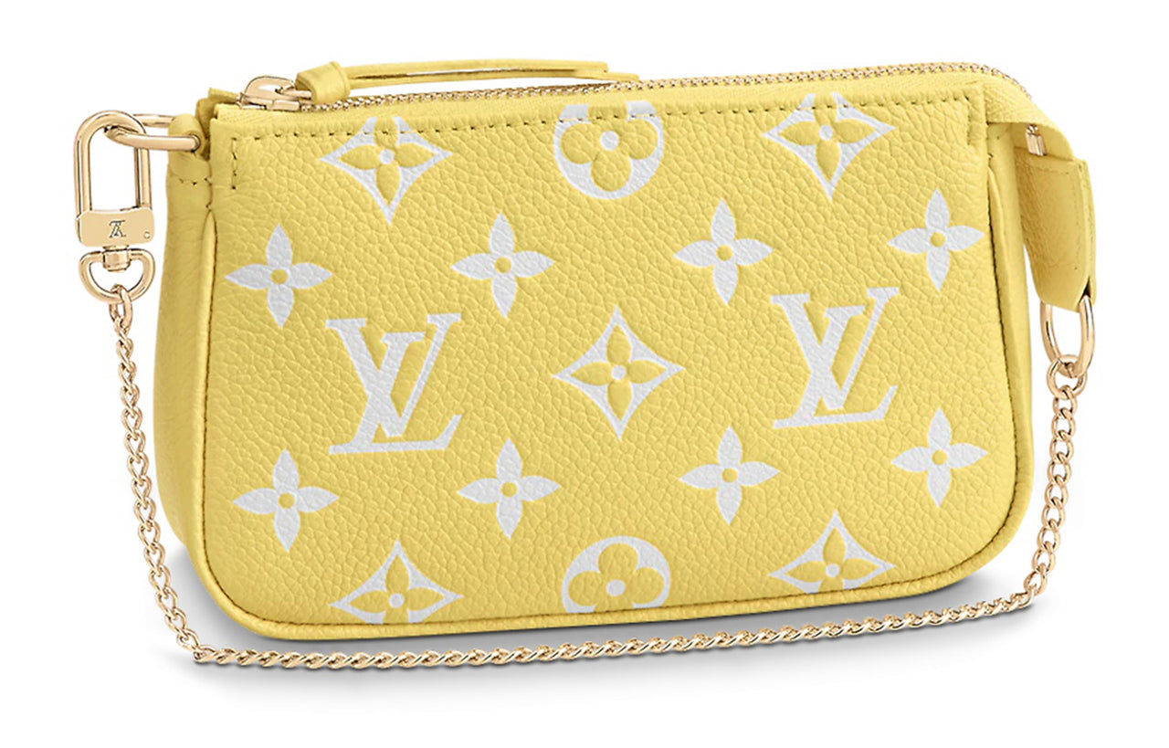 LOUIS VUITTON Pochette Accessories Mini Monogram Empreinte Embossed Lemon Curd Yellow