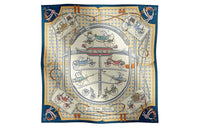 HERMES Silk Scarves Women's Marine Blue
