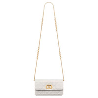 DIOR Wicker Pattern Sheepskin Shoulder Bag Crossbody Bag Women's Milk White