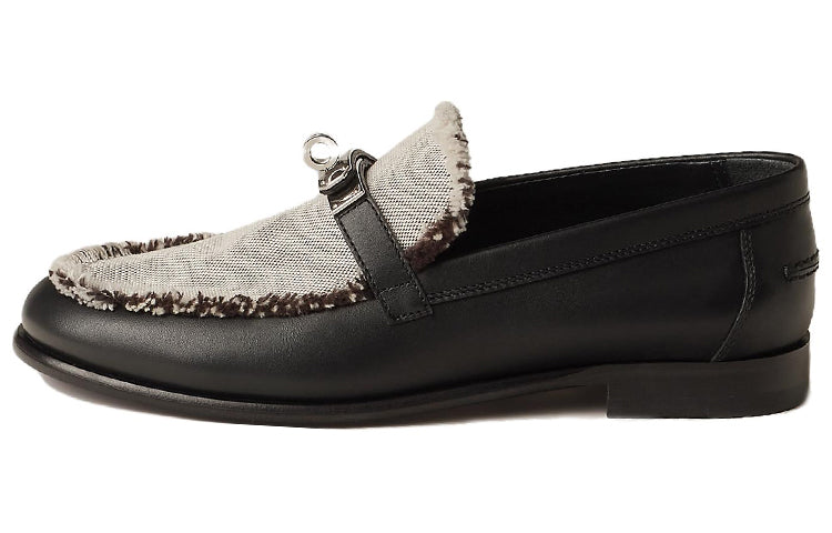 HERMES Destin Loafers Women's Gray Black