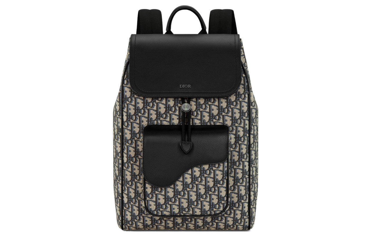 DIOR Grained Calfskin Backpack Regular Men's Beige & Black