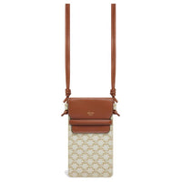 CELINE Triomphe Sheepskin One Shoulder Crossbody Cell Phone Pouch Unisex Brown/White