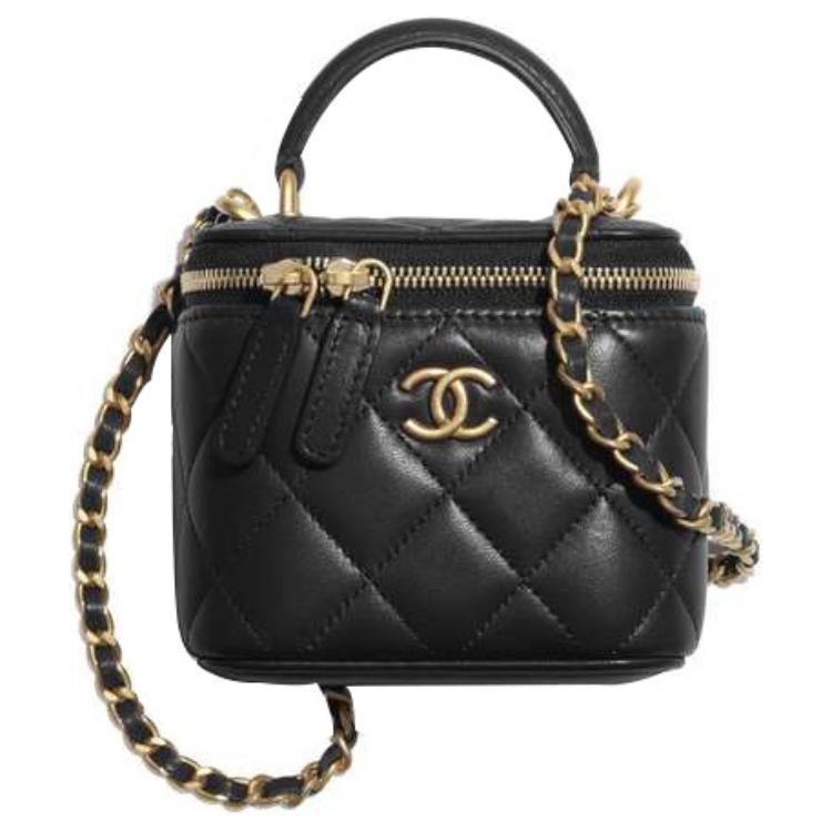 CHANEL Sheepskin Box Bag, Handbag, Shoulder Bag, Crossbody Bag Small Size Women's Black