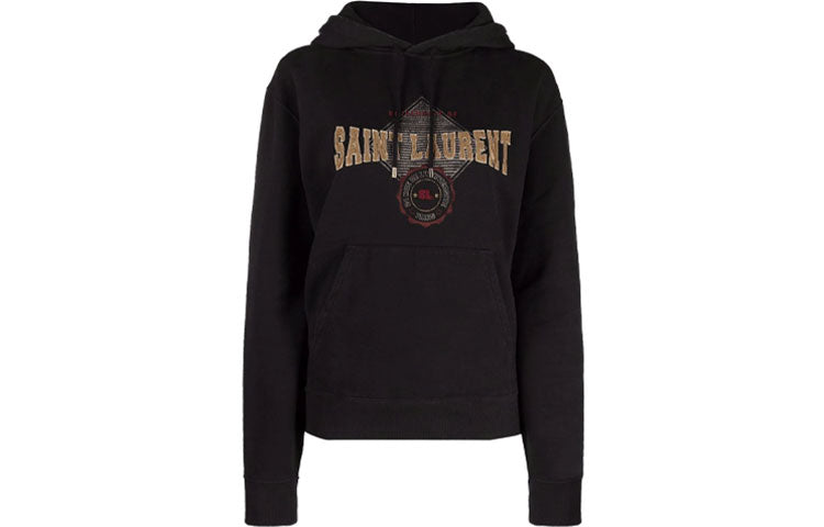 SAINT LAURENT Logo Detailed Drawstring Hoodie