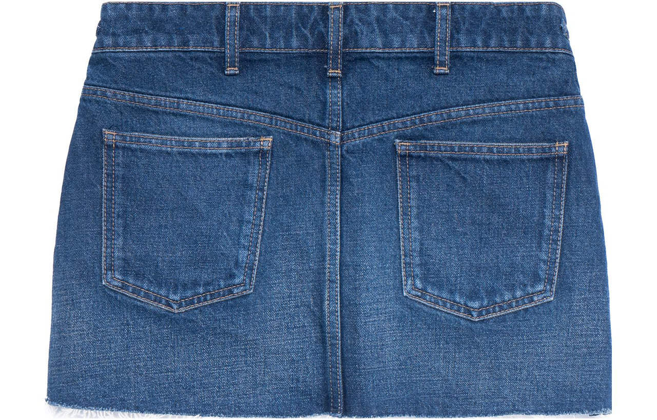 CELINE Clean Dark Union Wash Denim Mini Skirt Dark Union Wash