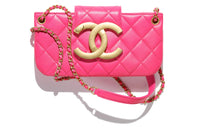 CHANEL Sheepskin Baguette Bag Shoulder Bag Crossbody Bag Regular Women's Peach Pink