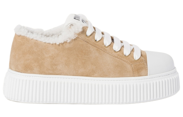 MIU MIU Abrasion Resistant Low Top Skateboard Shoes Women's Light Umber