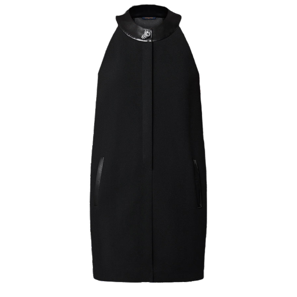 LOUIS VUITTON Leather Accent Straight Dress