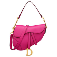DIOR Saddle Grained Calfskin Saddle Bag Shoulder Bag Crossbody Bag Handbag Women's Fuchsia