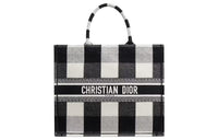 DIOR BookTote Embroidery Canvas Canvas Bag Tote Bag Shopping Bag Handbag Women's Gray White/Black