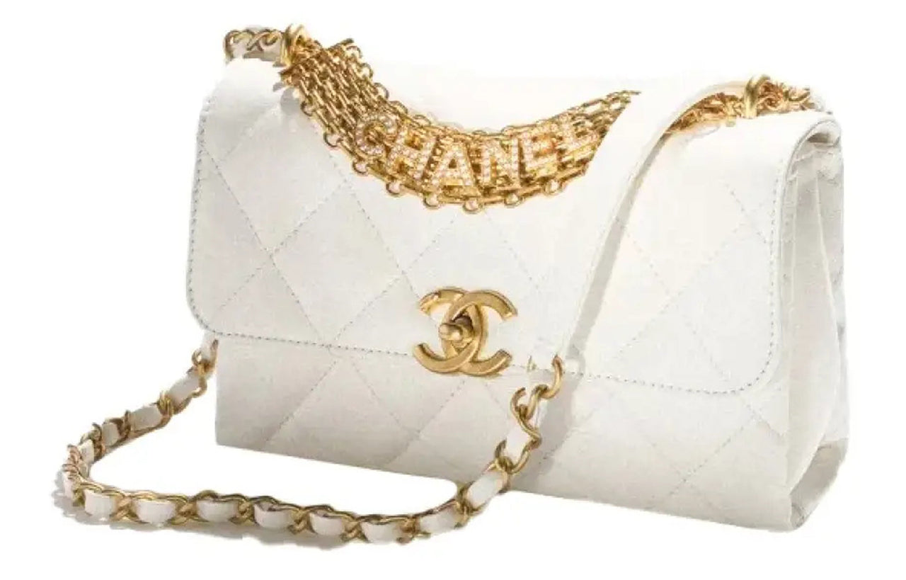CHANEL Lambskin Mini Square Flap Bag, Shoulder Bag, Crossbody Bag Mini Women's White