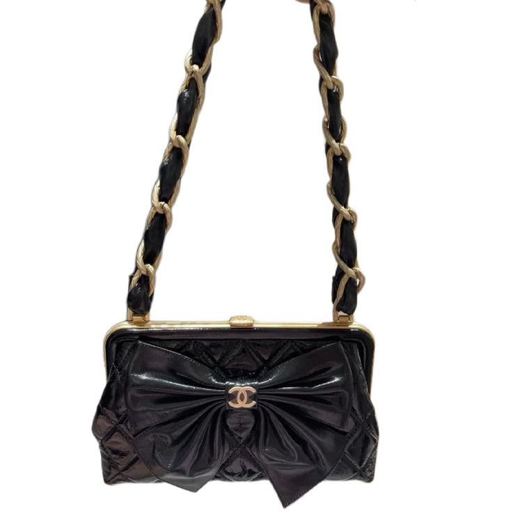 CHANEL Sheepskin Shoulder Bag Handbag Shoulder Bag Small Size Women's Black