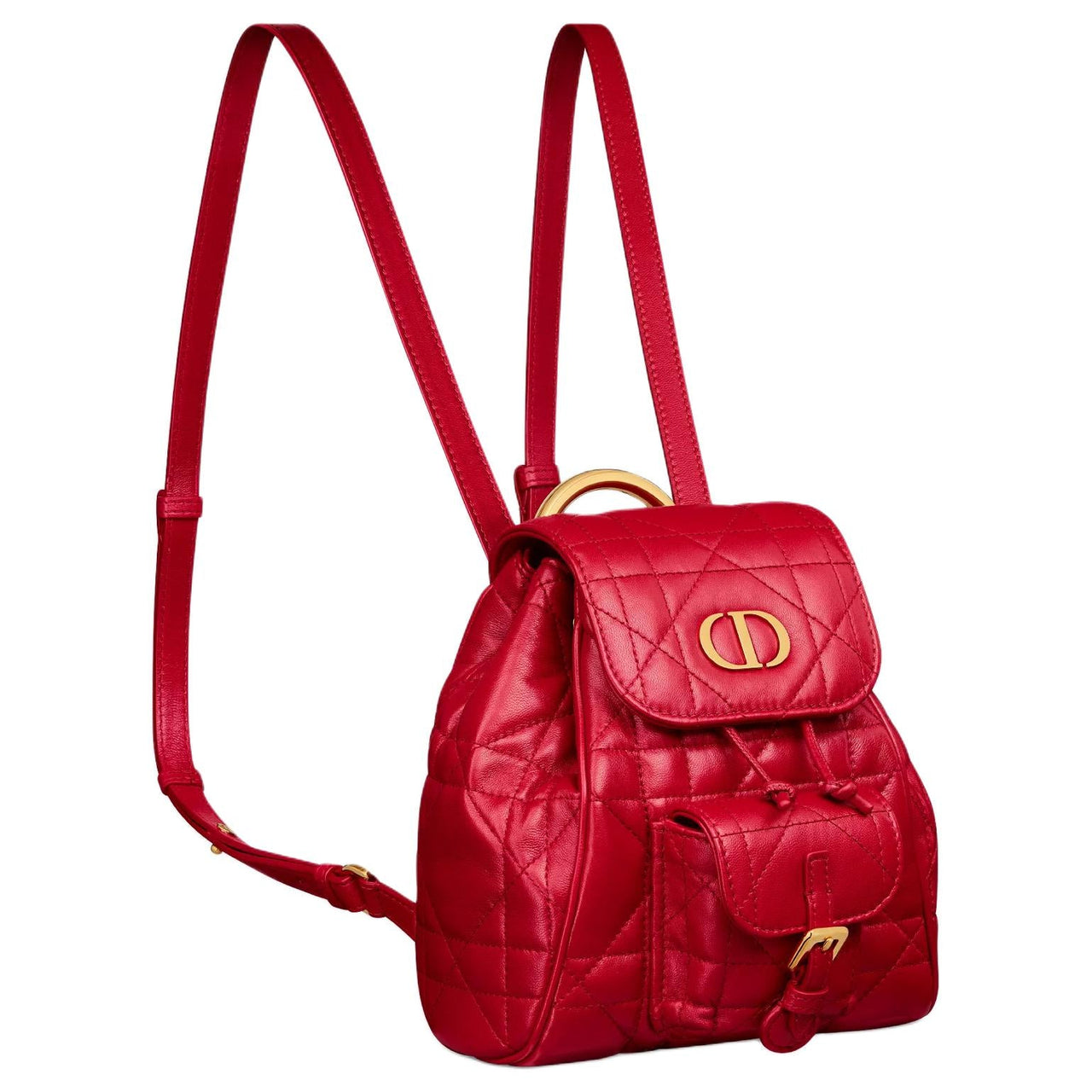 DIOR Caro Sheepskin Backpack Small Size Women's Garnet Red