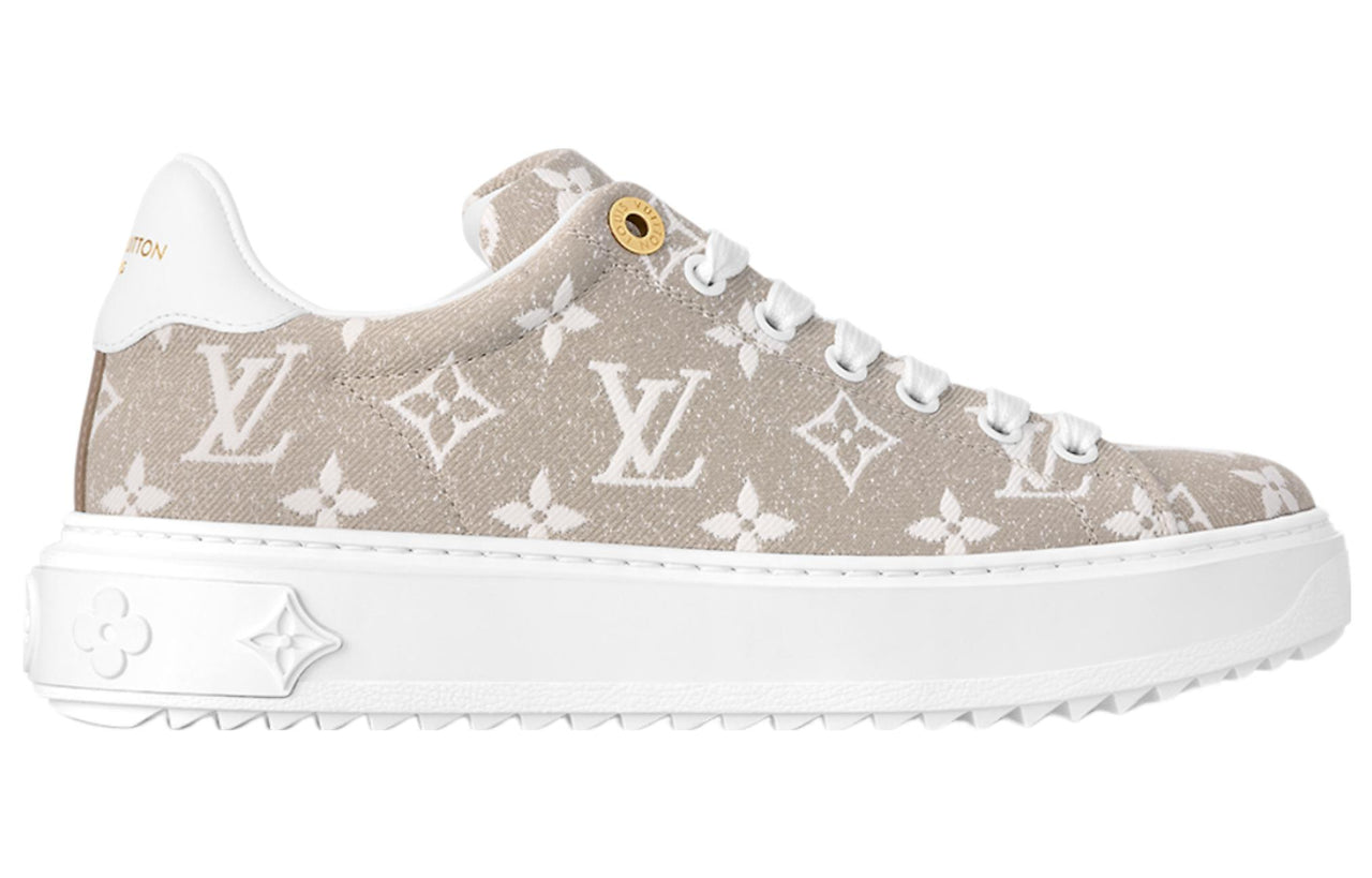 LOUIS VUITTON Time Out Low Top Skateboard Shoes Women's Beige