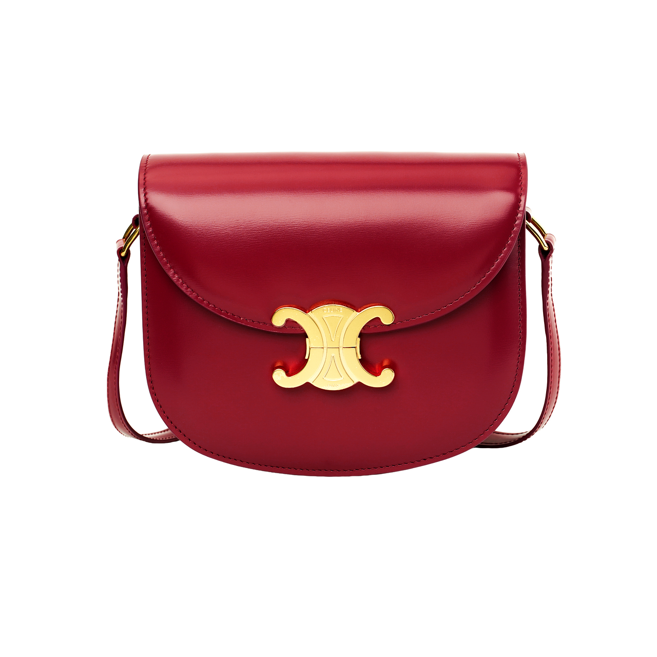 CELINE Satin Smooth Cow Leather Crossbody Bag, Shoulder Bag Women's Red