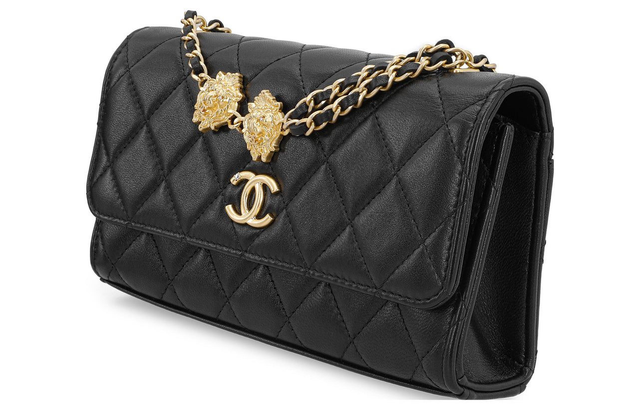 CHANEL Sheepskin Handheld Crossbody Bag Shoulder Bag Women's Black