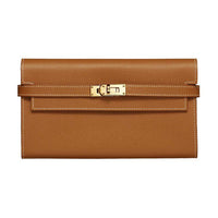 HERMES Kelly Wallet Epsom Calfskin Wallet Women's 37 Gold Gold Brown