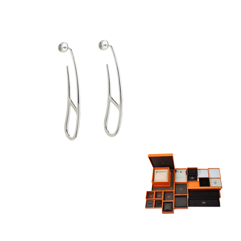 HERMES 925 Sterling Silver Earrings Unisex Silver